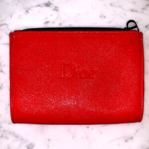 Christian Dior Red Cosmetic Makeup Pouch Case Bag